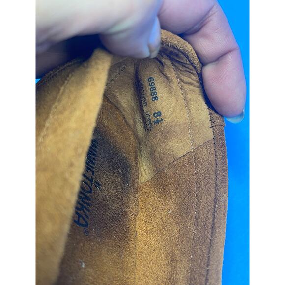 Women's Minnetonka Beaded Fringe Moccasins Brown Suede Leather size 8.5 - Picture 10 of 10